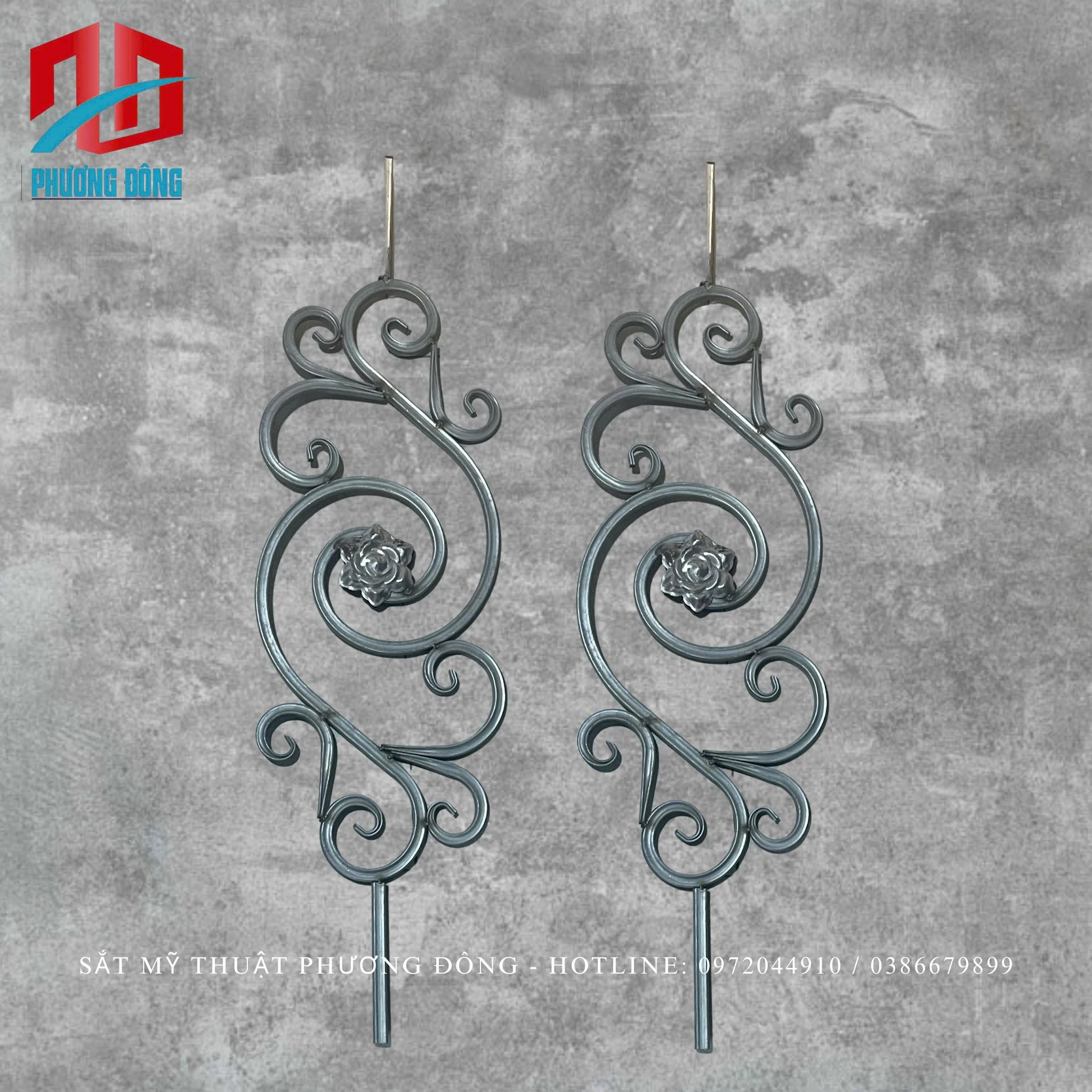 Thanh con tiện sắt hộp hoa uốn 02
