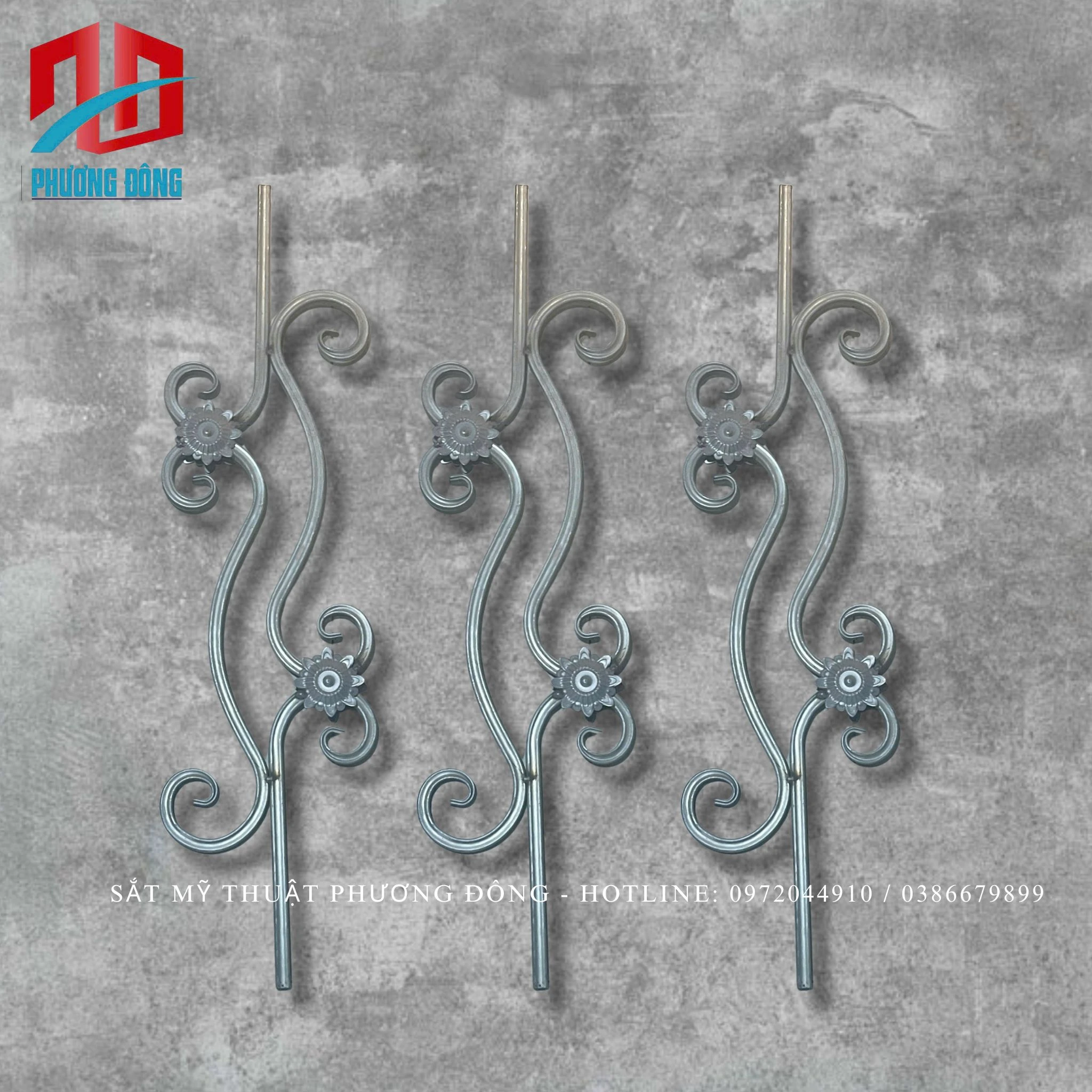 Thanh con tiện sắt hộp hoa uốn 04