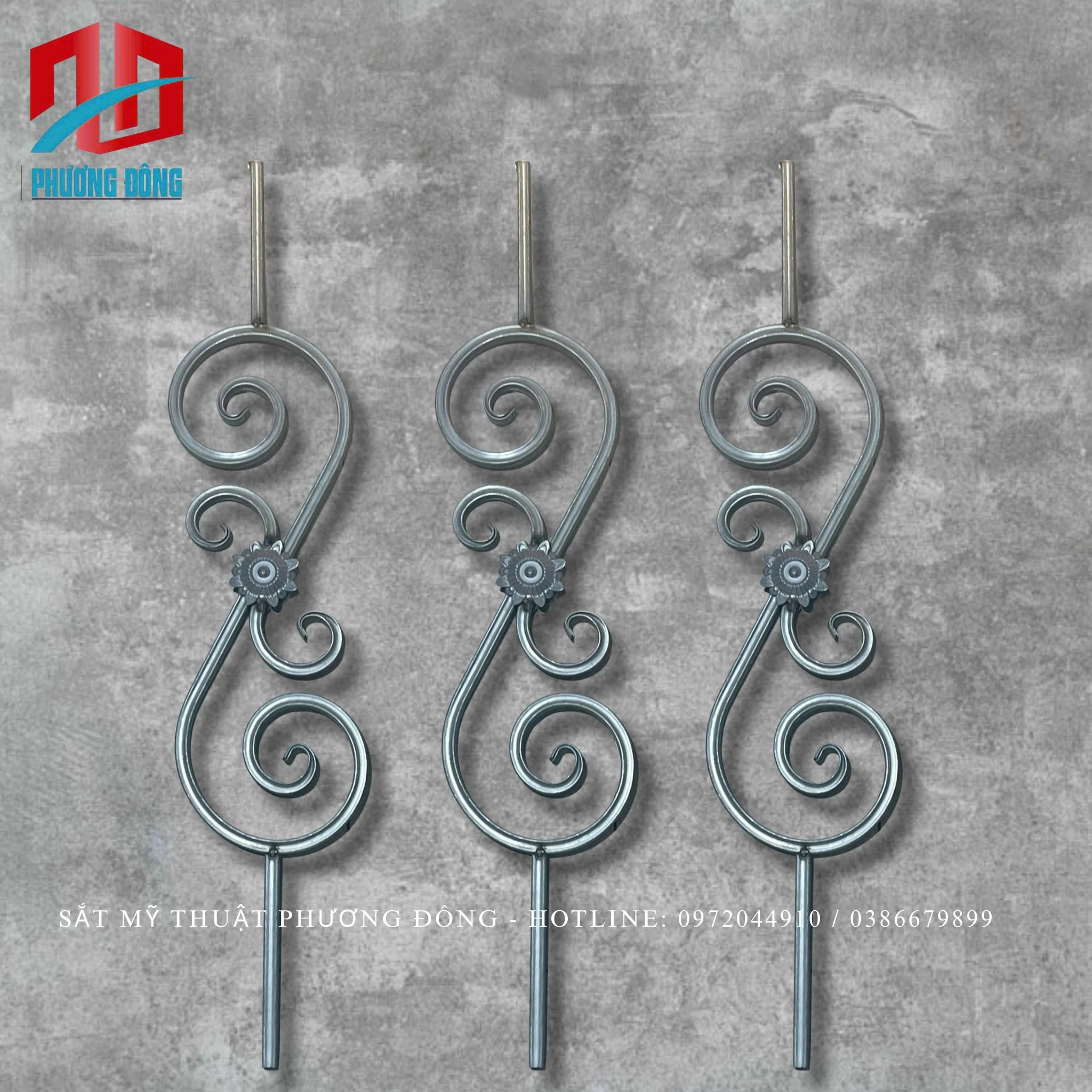 Thanh con tiện sắt hộp hoa uốn 06