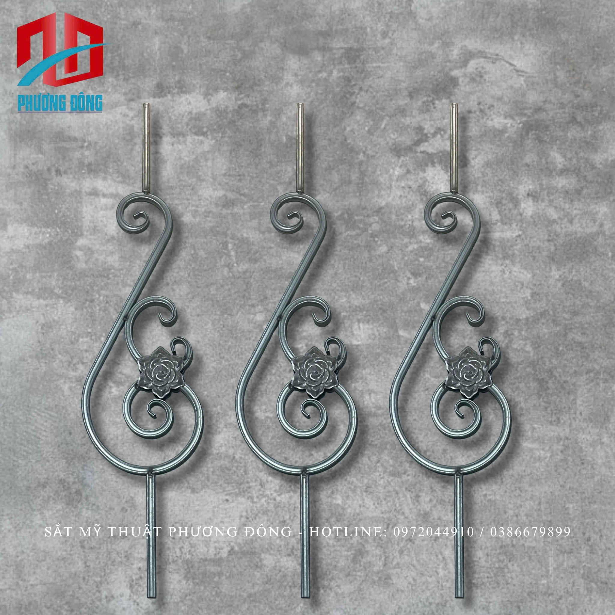 Thanh con tiện sắt hộp hoa uốn 07